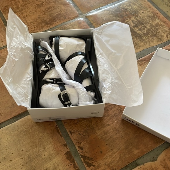 NEW Schutz Harper Leather Sandal Black Size 11 New in Box MSRP$198 - Picture 14 of 16